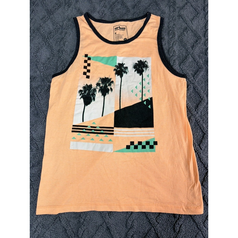 Urban Pipeline Men's M Orange California Beach Graphic Print Tank Top Tee